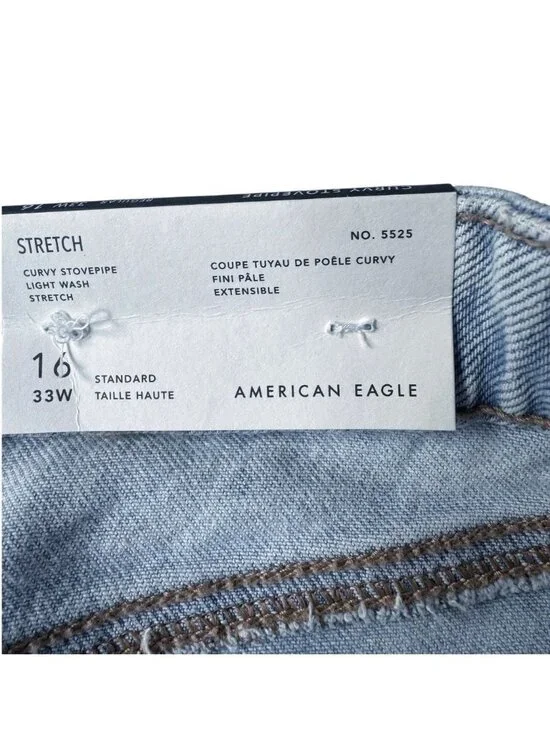 American Eagle Curvy Stovepipe Jeans Women’s Sz 16 (33W)  Light Wash NWT - Picture 7 of 16